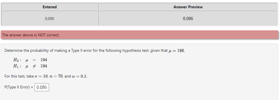 hypothesis type 2 error probability