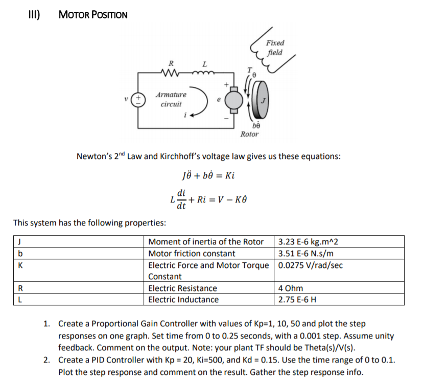 111 Motor Position Fixed Field R L V Armature Cir Chegg Com