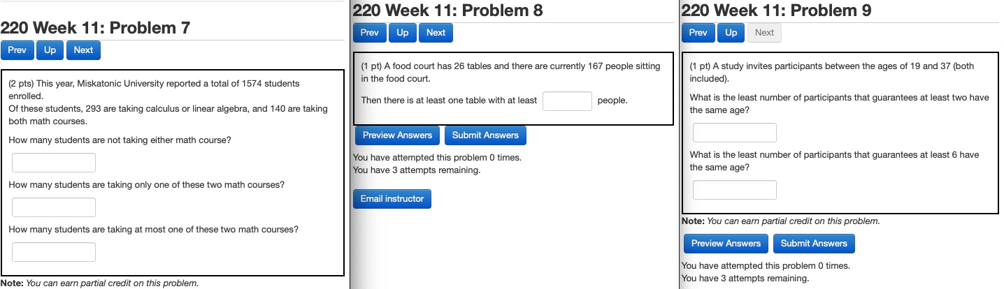 Solved 220 Week 11: Problem 8 Prev Up Next 220 Week 11: | Chegg.com