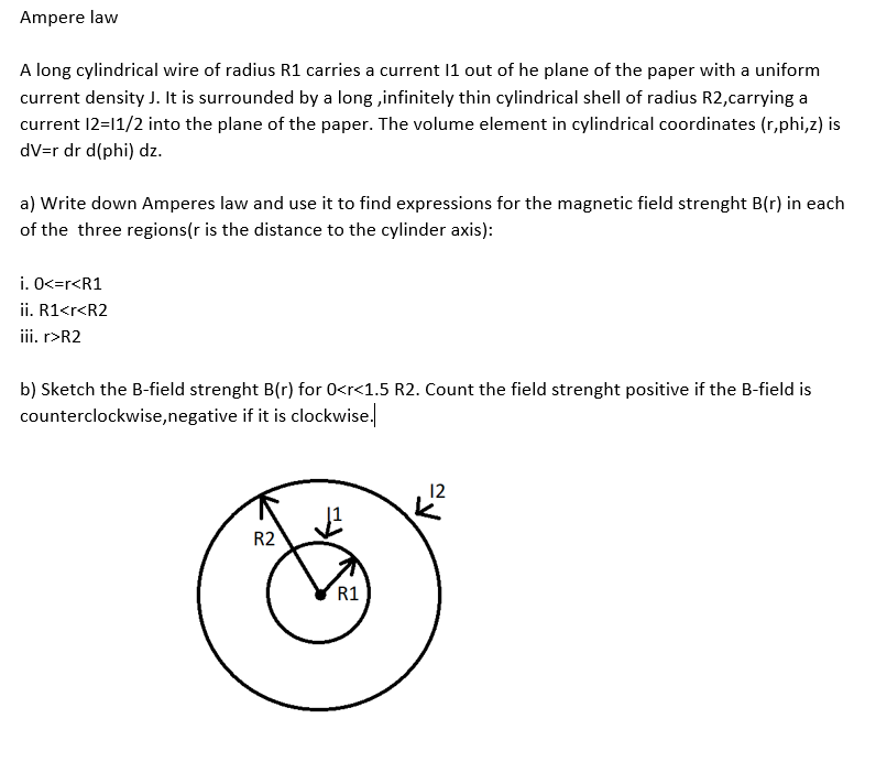 Solved Ampere Law A Long Cylindrical Wire Of Radius R1 Ca Chegg Com