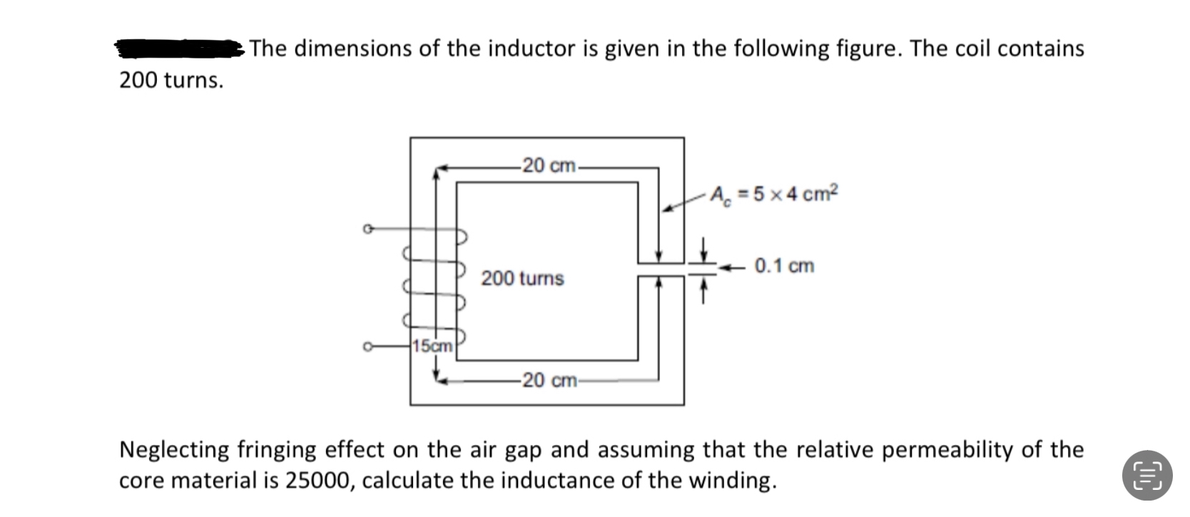 Solved The dimensions of the inductor is given in the