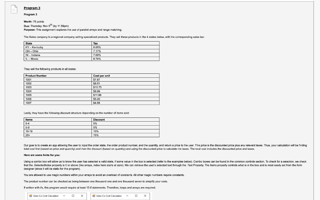 Solved Program 3 Program 3 Worth: 75 points Due: Thursday, | Chegg.com