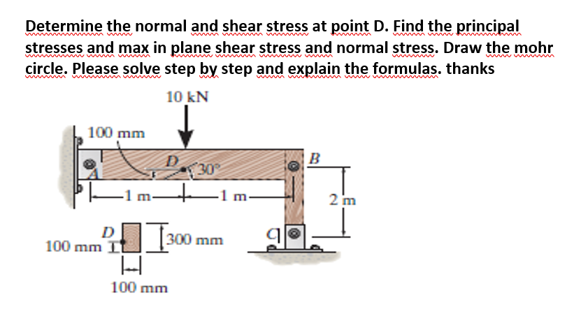 Solved Determine the normal and shear stress at point D. | Chegg.com