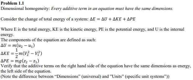 Solved Problem 1.1 Dimensional homogeneity: Every additive | Chegg.com