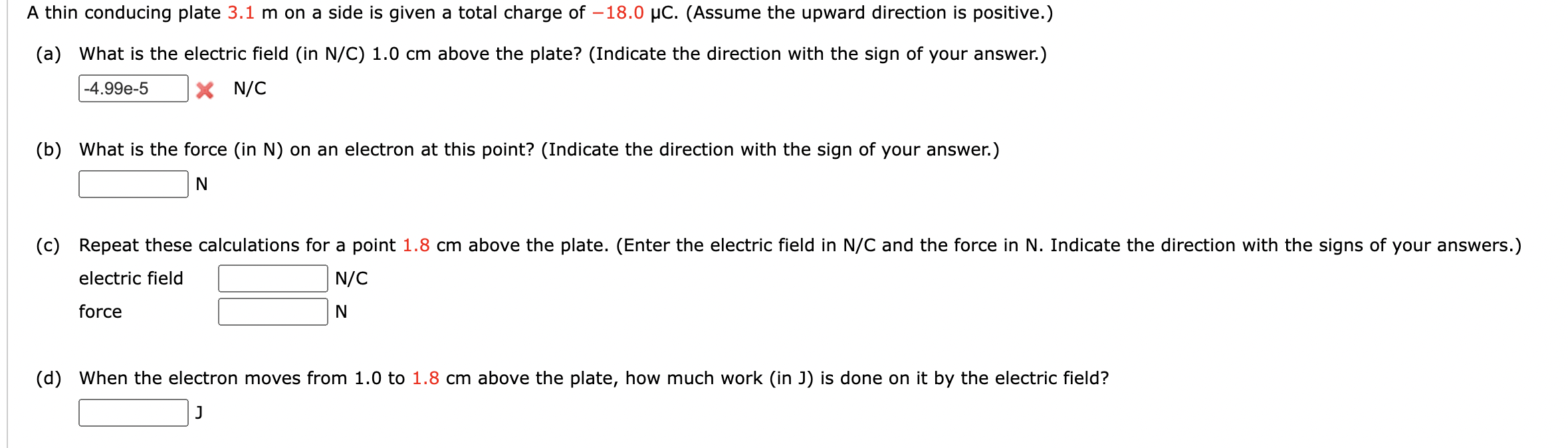 Solved A thin conducing plate 3.1 m on a side is given a | Chegg.com