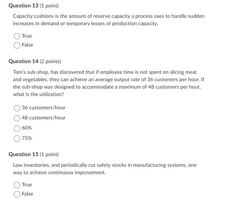 Solved Capacity cushions is the amount of reserve capacity a