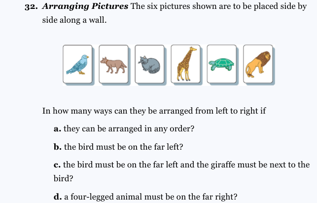 Solved 32. Arranging Pictures The six pictures shown are to | Chegg.com