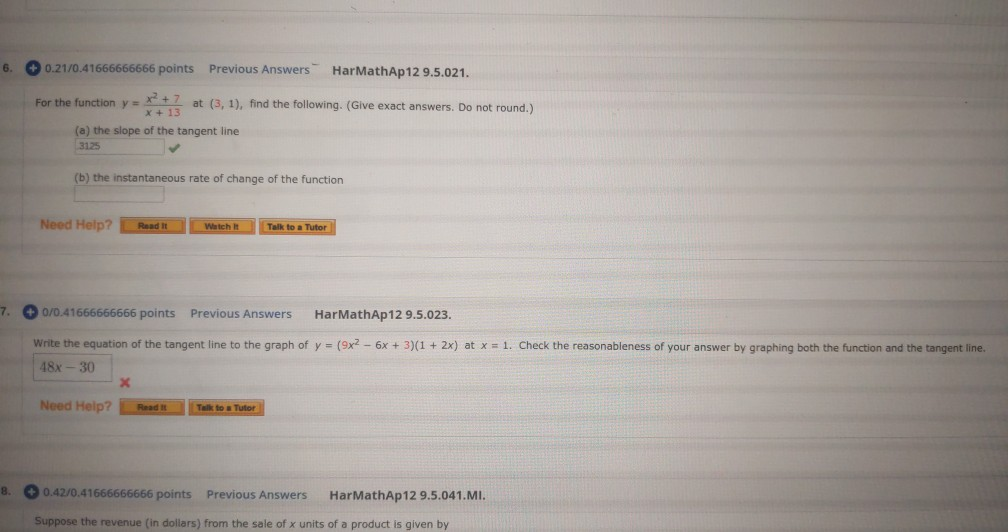 Solved 6. 0.21/0.41666666666 points Previous Answers | Chegg.com