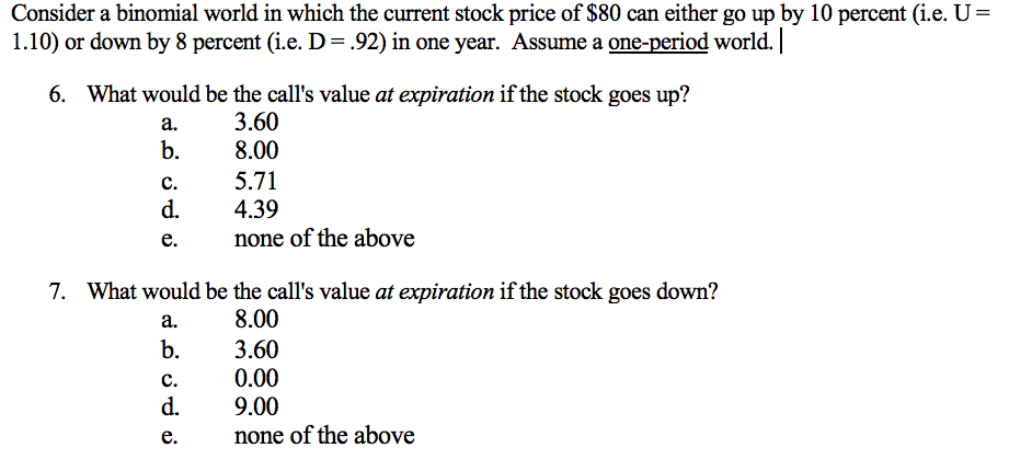 Solved Consider a binomial world in which the current stock | Chegg.com