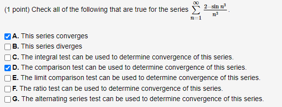 Solved (1 point) Check all of the following that are true | Chegg.com