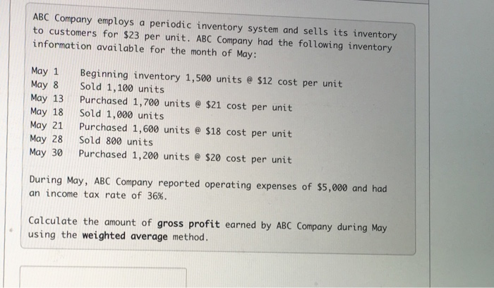 Solved ABC Company Employs A Periodic Inventory System And | Chegg.com