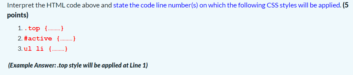 Solved Interpret the HTML code above and state the code line | Chegg.com