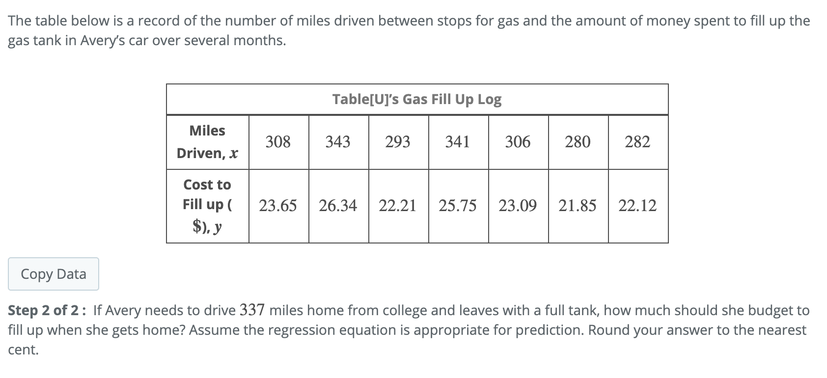 Solved The table below is a record of the number of miles