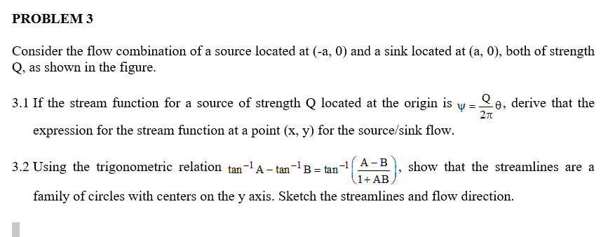 Solved PROBLEM 3 Consider the flow combination of a source | Chegg.com
