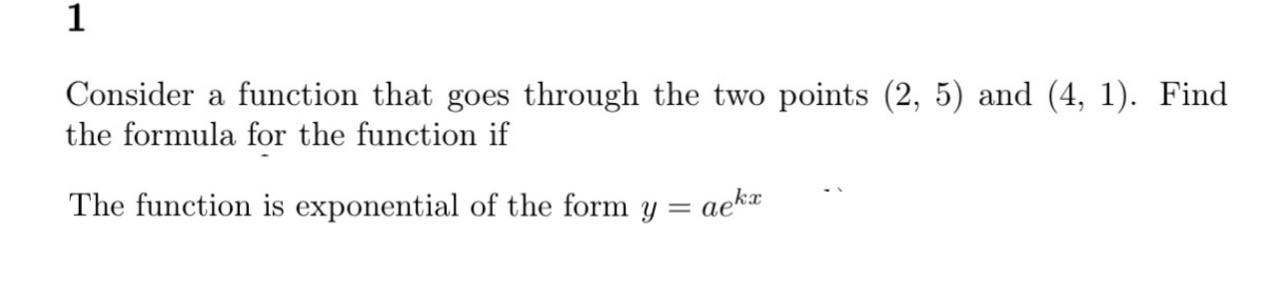 Solved Consider a function that goes through the two points | Chegg.com