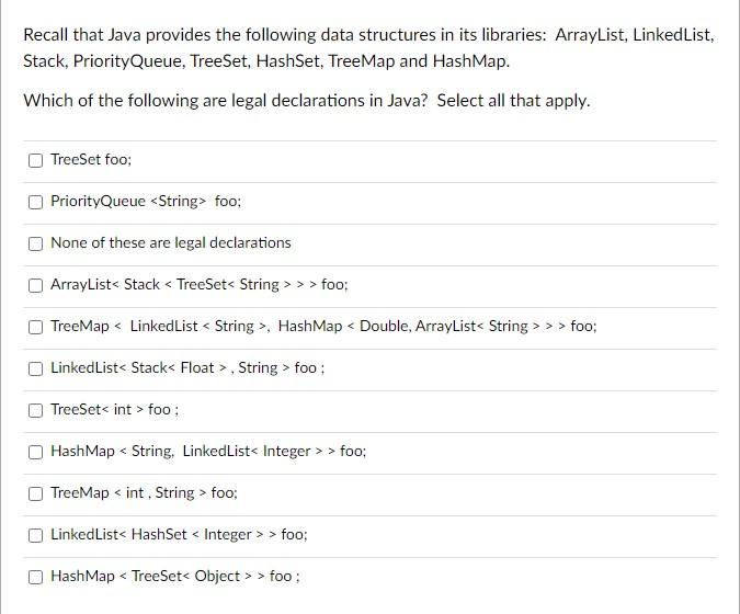 Solved Recall that Java provides the following data | Chegg.com