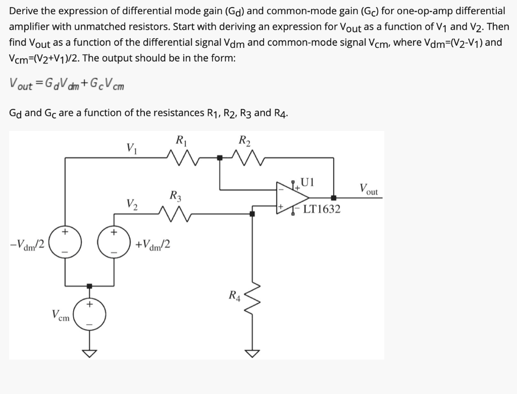 Solved Derive the expression of differential mode gain (Gd) | Chegg.com