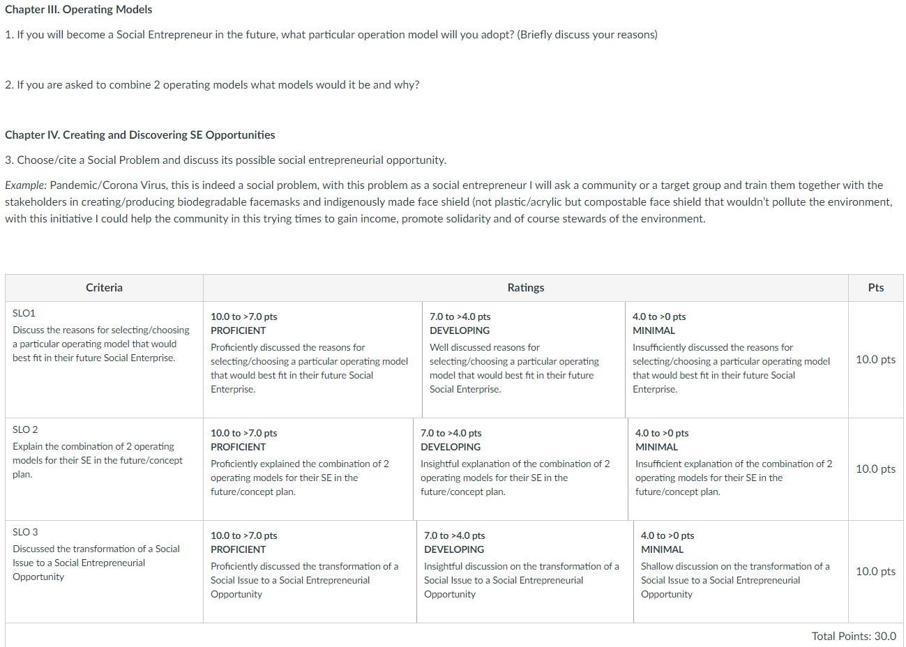 Solved Chapter III. Operating Models 1. If you will become a | Chegg.com