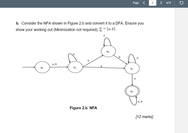 Solved Page Of 8 с B. Consider The NFA Shown In Figure | Chegg.com