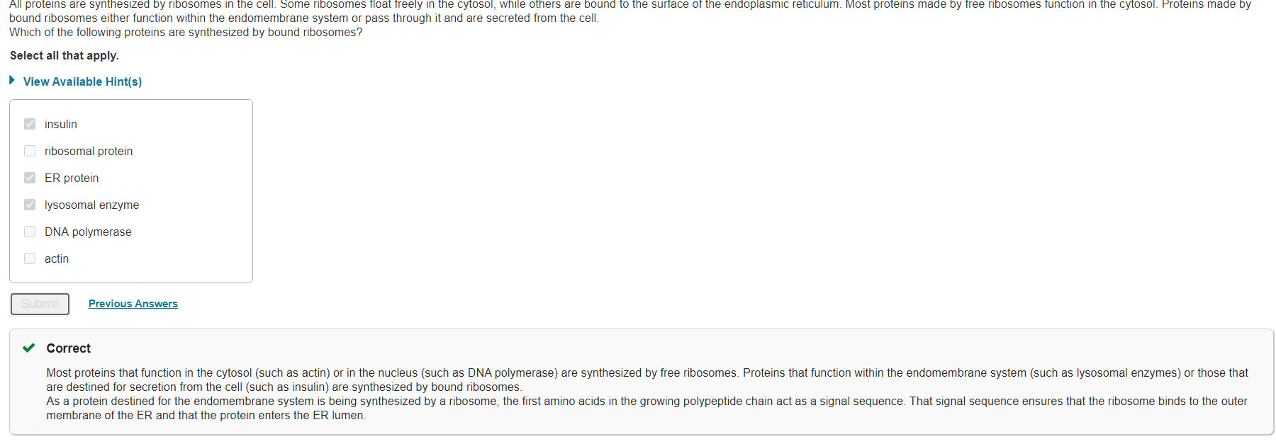 Solved All proteins are synthesized by ribosomes in the