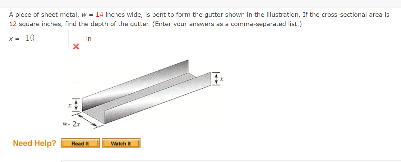 Solved A piece of sheet metal, w = 14 inches wide, is bent