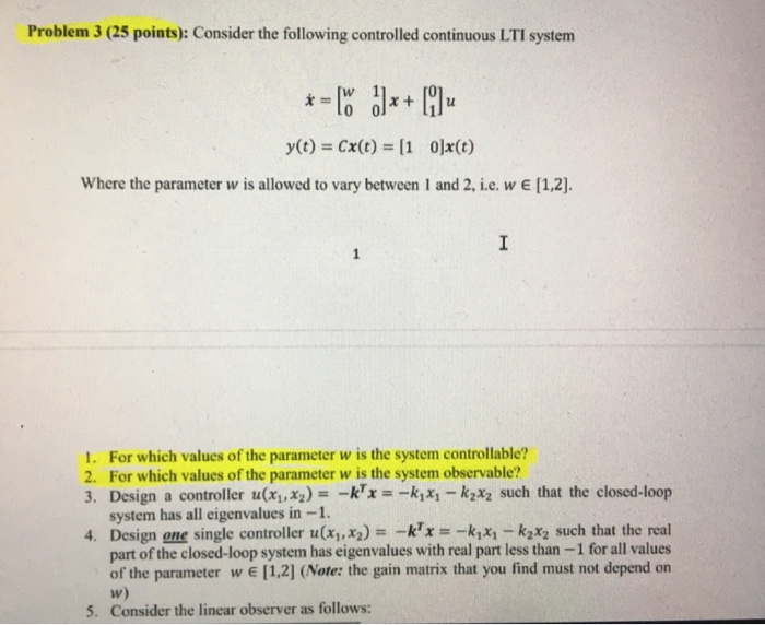 Solved Problem 3 (25 points): Consider the following | Chegg.com