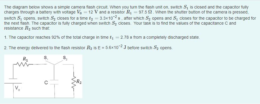 Solved The diagram below shows a simple camera flash | Chegg.com