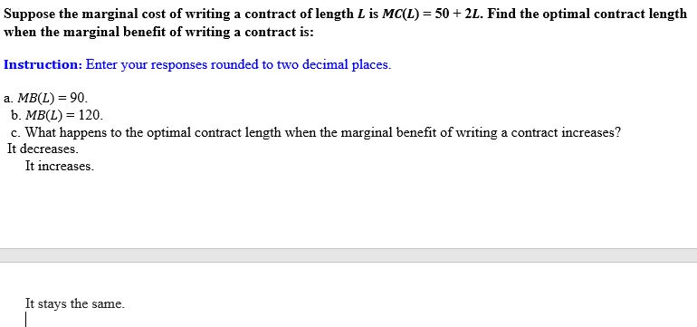Solved Suppose the marginal cost of writing a contract of | Chegg.com