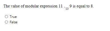 Solved The value of modular expression 11.139 is equal to 8 | Chegg.com