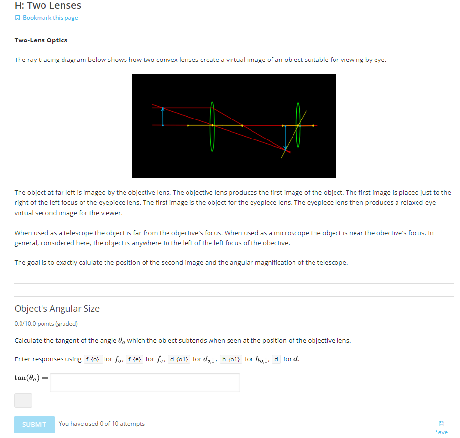 Solved Two-Lens Optics The ray tracing diagram below shows | Chegg.com