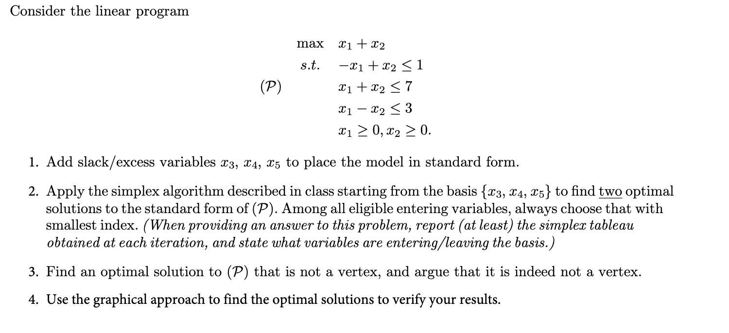 Solved Consider the linear program max s.t. | Chegg.com