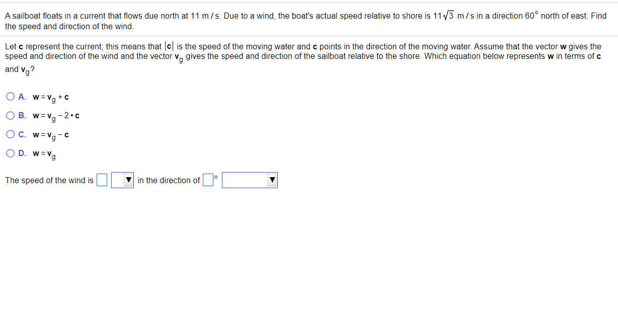 Solved A sailboat floats in a current that flows due north | Chegg.com