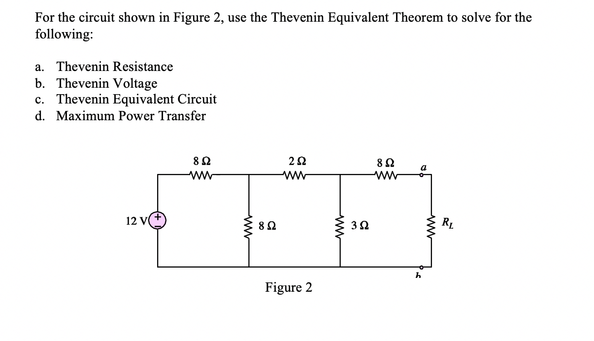 Solved For the circuit shown in Figure 2, use the Thevenin | Chegg.com