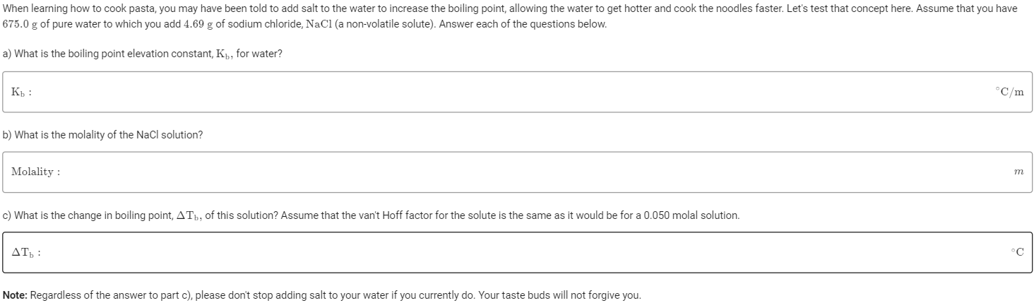 Solved 675.0 g of pure water to which you add 4.69 g of | Chegg.com