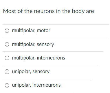 Solved 49Most of the neurons in the body aremultipolar, | Chegg.com