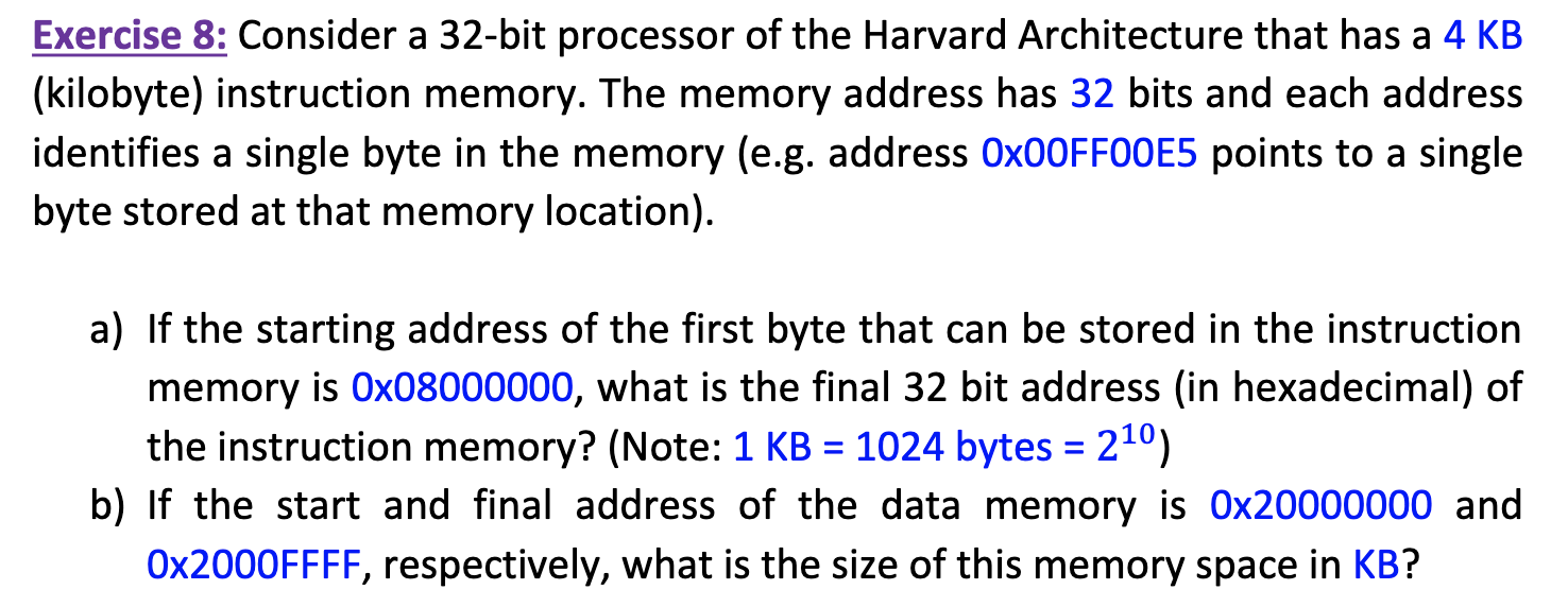 Solved Exercise 8: Consider A 32-bit Processor Of The | Chegg.com