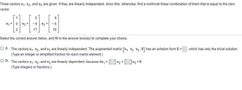 Solved Three vectors V1, V2, and V3 are given. If they are | Chegg.com