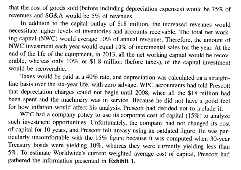 Case 18 Worldwide Paper Company What is the analysis | Chegg.com