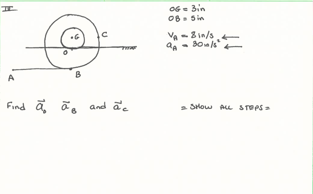 Solved Og 3in Ob 5 In S Va 8 In S At 30 In S Find Chegg Com