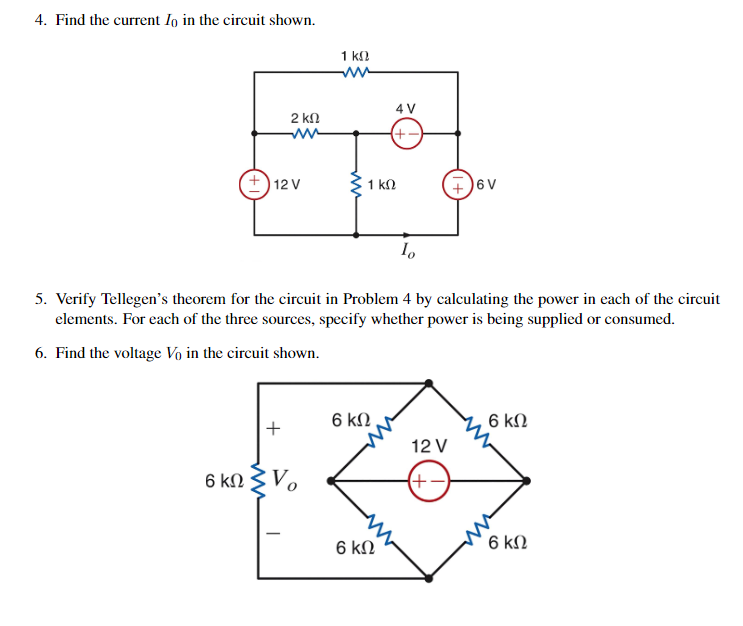 Solved 4. Find the current Io in the circuit shown. 1 ΚΩ 2 | Chegg.com