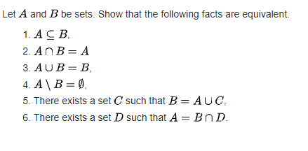 Solved Let A And B Be Sets. Show That The Following Facts | Chegg.com