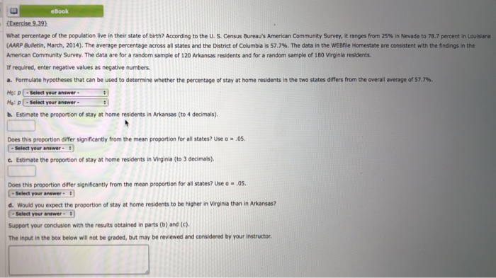 Solved eBook Exercise 9.39 What percentage of the population | Chegg.com