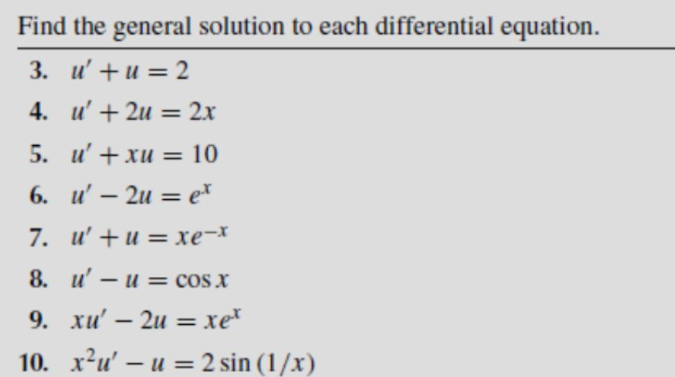 Solved Find the general solution to each differential | Chegg.com