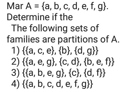 Solved Mar A = {a, B, C, D, E, F, G}. Determine If The The | Chegg.com