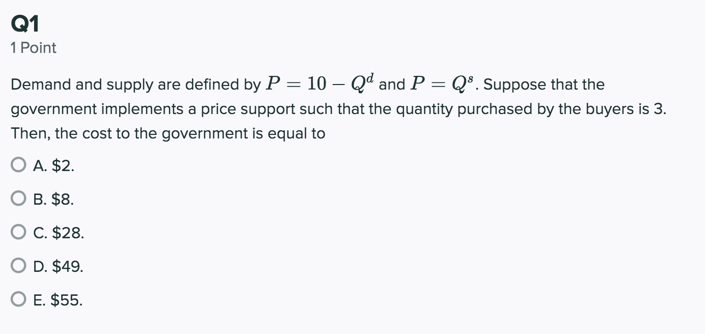 Solved Q1 1 Point = = Demand And Supply Are Defined By P = | Chegg.com