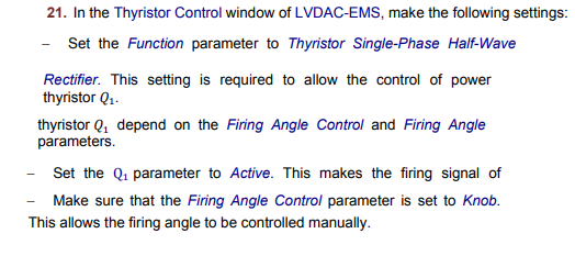 21. In the Thyristor Control window of LVDAC-EMS, | Chegg.com