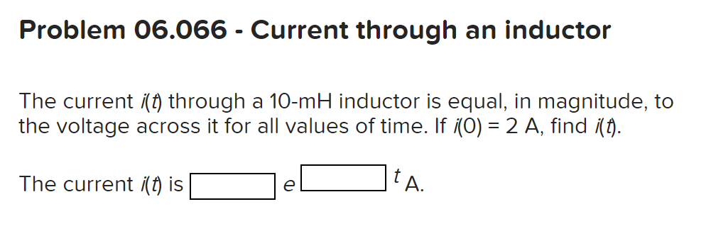 Solved Problem 06.066 - Current through an inductor The | Chegg.com