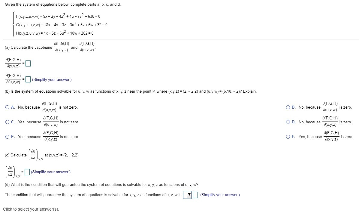 Solved Given The System Of Equations Below Complete Part Chegg Com