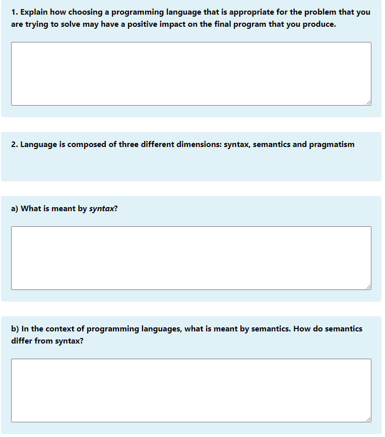 Solved 1. Explain how choosing a programming language that | Chegg.com
