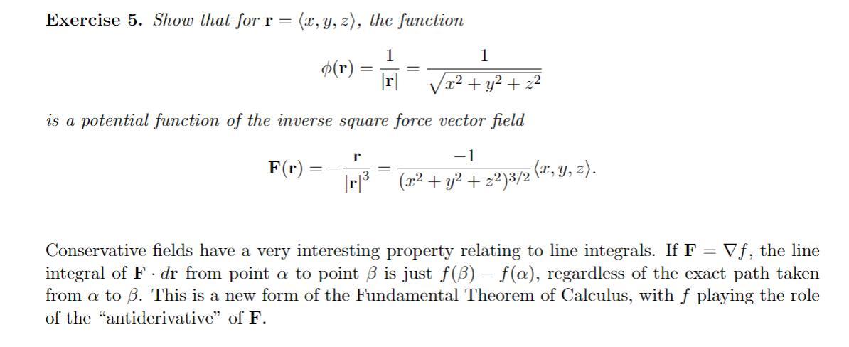 Solved Exercise 5. Show that for r = (x, y, z), the function | Chegg.com